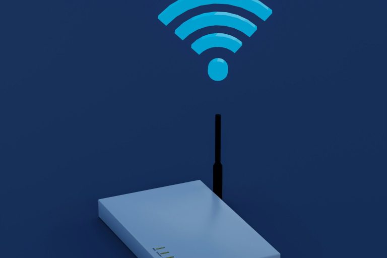 Wifi-router met wifi-symbool: zakelijk netwerk voor kantoor